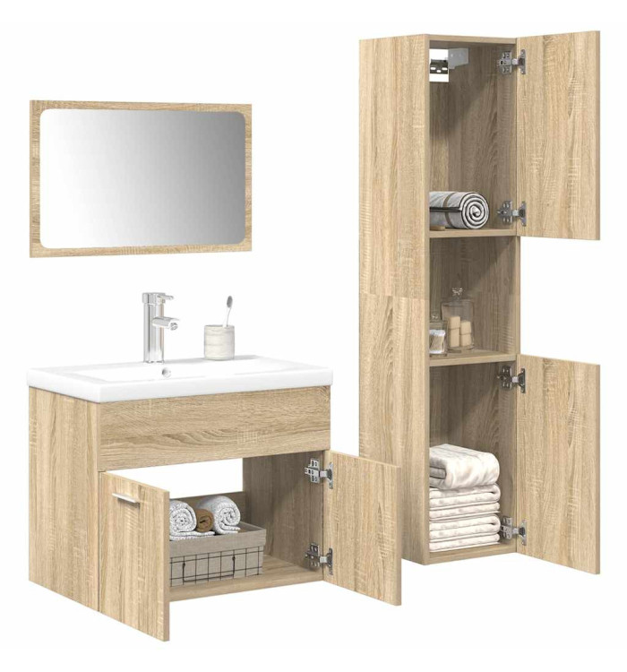 Ensemble de meubles de salle de bain 4 pcs chêne sonoma | Mobilier & Déco