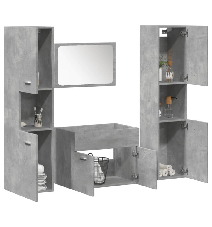 Ensemble de meubles de salle de bain 4 pcs gris béton | Mobilier & Déco