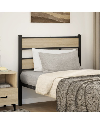 Tête de lit chêne sonoma 90 cm fer et bois d’ingénierie | Mobilier & Déco