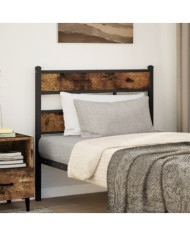 Tête de lit chêne fumé 100 cm fer et bois d'ingénierie | Mobilier & Déco