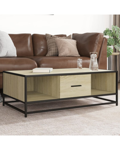 Table basse chêne sonoma 100x57x35cm bois d'ingénierie et métal | Mobilier & Déco