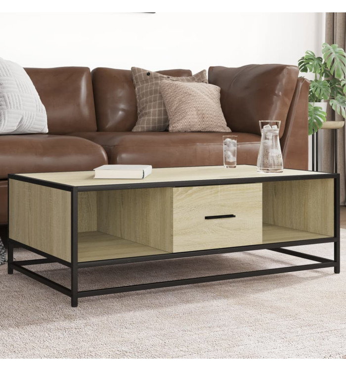 Table basse chêne sonoma 100x57x35cm bois d'ingénierie et métal | Mobilier & Déco