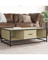 Table basse chêne sonoma 100x57x35cm bois d'ingénierie et métal | Mobilier & Déco