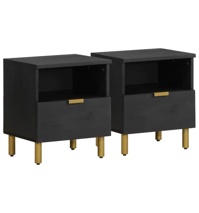 Table de chevet noir 40x33x46 cm bois d'ingénierie | Mobilier & Déco