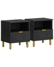 Table de chevet noir 40x33x46 cm bois d'ingénierie | Mobilier & Déco