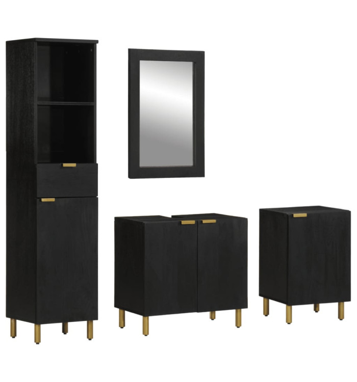 Ensemble de meubles salle de bain 4 pcs noir bois d'ingénierie | Mobilier & Déco