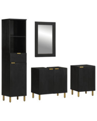 Ensemble de meubles salle de bain 4 pcs noir bois d'ingénierie | Mobilier & Déco