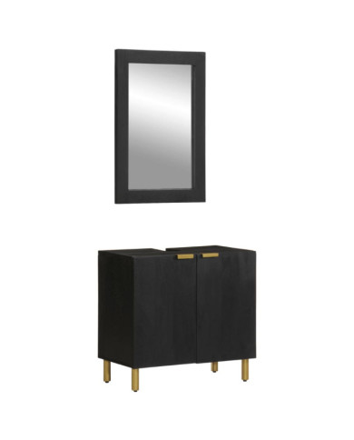 Ensemble de meubles salle de bain 2 pcs noir bois d'ingénierie | Mobilier & Déco