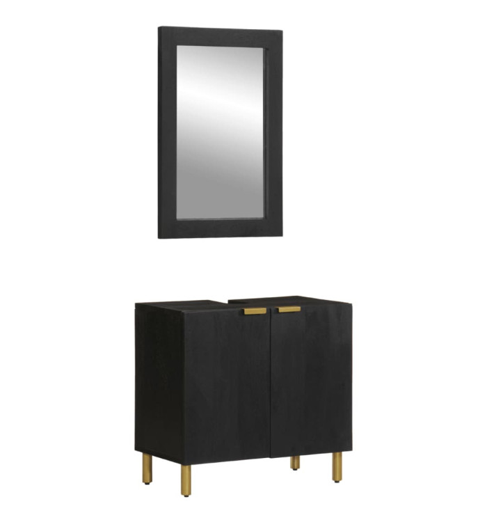 Ensemble de meubles salle de bain 2 pcs noir bois d'ingénierie | Mobilier & Déco