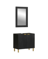Ensemble de meubles salle de bain 2 pcs noir bois d'ingénierie | Mobilier & Déco