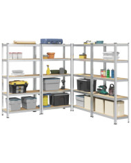 Étagères de rangement à 5 niveaux 4 pcs acier bois d'ingénierie | Mobilier & Déco