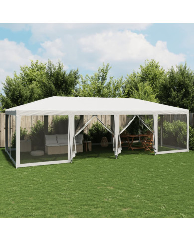 Tente de fête avec 12parois latérales en maille blanc 8x4m PEHD | Mobilier & Déco