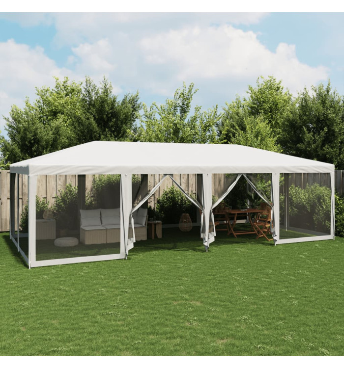 Tente de fête avec 12parois latérales en maille blanc 8x4m PEHD | Mobilier & Déco
