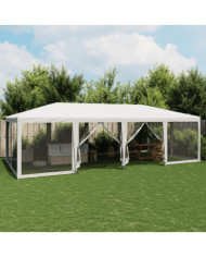 Tente de fête avec 12parois latérales en maille blanc 8x4m PEHD | Mobilier & Déco