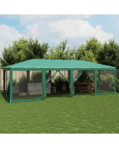 Tente de fête avec 12 parois latérales en maille vert 8x4m PEHD | Mobilier & Déco