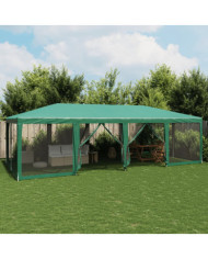 Tente de fête avec 12 parois latérales en maille vert 8x4m PEHD | Mobilier & Déco
