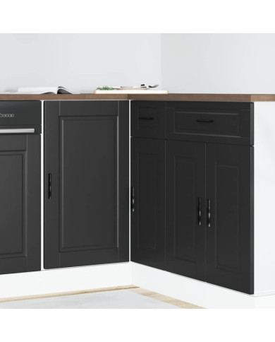 Armoire de cuisine Porto noir bois d'ingénierie | Mobilier & Déco