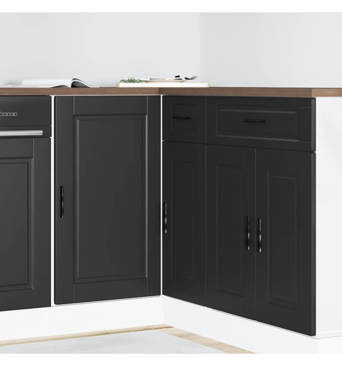 Armoire de cuisine Porto noir bois d'ingénierie | Mobilier & Déco