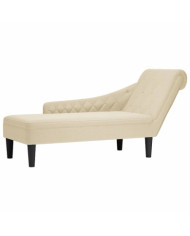 Fauteuil long avec coussin et accoudoir droit crème tissu | Mobilier & Déco