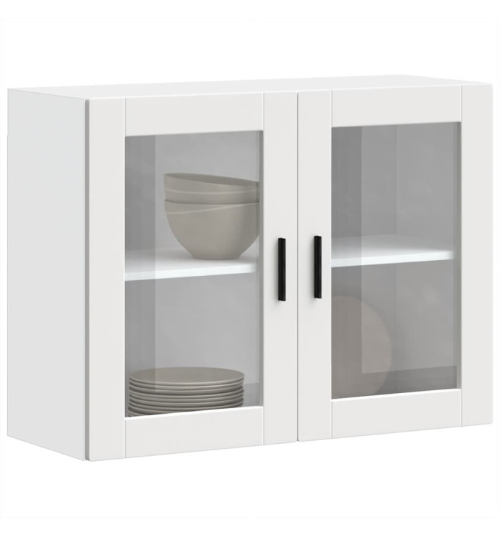 Armoire murale de cuisine avec porte en verre Porto blanc | Mobilier & Déco
