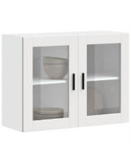 Armoire murale de cuisine avec porte en verre Porto blanc | Mobilier & Déco