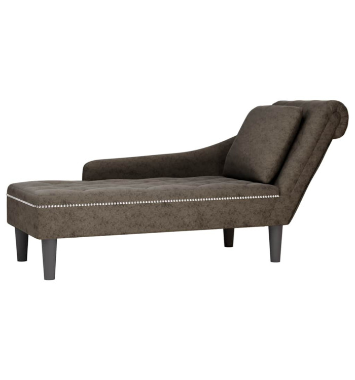 Fauteuil long et coussin/accoudoir droit gris foncé similicuir | Mobilier & Déco