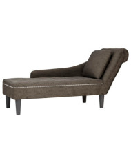 Fauteuil long et coussin/accoudoir droit gris foncé similicuir | Mobilier & Déco