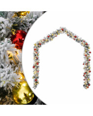 Guirlande de Noël avec boules et lumières LED vert 10 m PVC | Mobilier & Déco