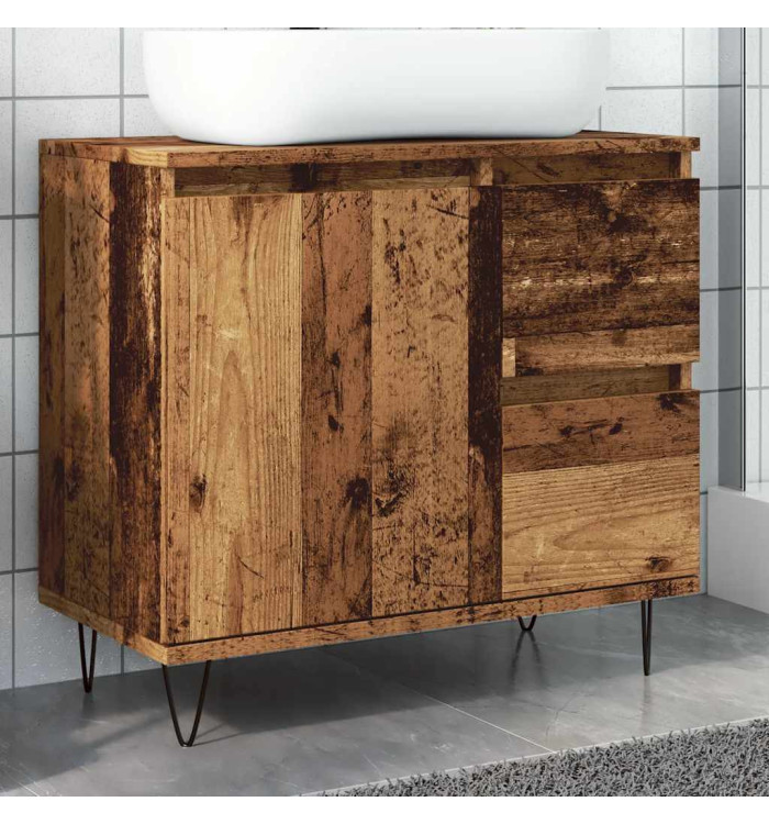 Armoire de lavabo de salle de bain vieux bois 65x33x60 cm | Mobilier & Déco