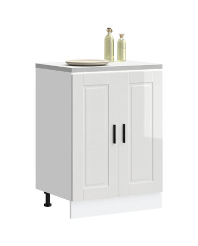 Armoire de cuisine Porto blanc brillant bois ingénierie | Mobilier & Déco