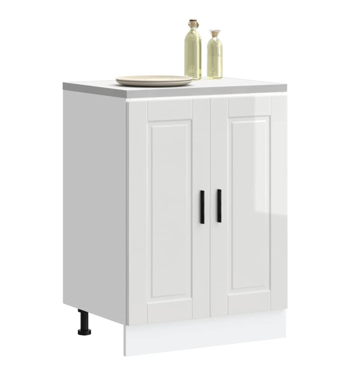 Armoire de cuisine Porto blanc brillant bois ingénierie | Mobilier & Déco