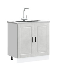 Meuble bas pour évier Porto gris béton bois ingénierie | Mobilier & Déco