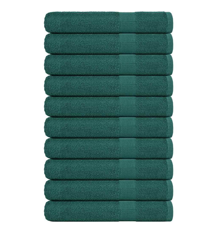 Serviettes 10 pcs vert 100x200 cm 360 g/m² 100% coton | Mobilier & Déco