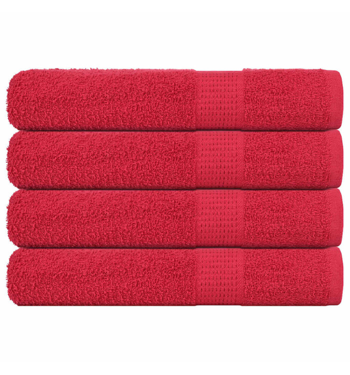 Serviettes 4 pcs rouge 100x200 cm 360 g/m² 100% coton | Mobilier & Déco