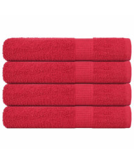 Serviettes 4 pcs rouge 100x200 cm 360 g/m² 100% coton | Mobilier & Déco