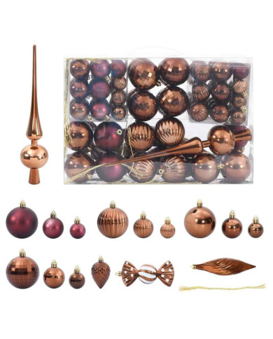 Boules de Noël 98 pcs marron Ø3/4/6 cm | Mobilier & Déco