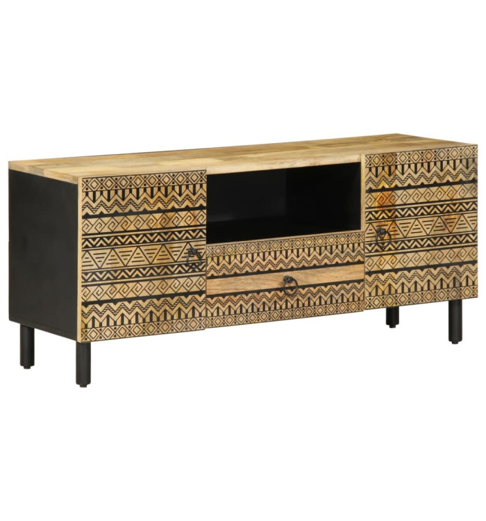 Meuble TV noir 105x33,5x46 cm bois massif manguier brut | Mobilier & Déco