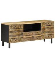 Meuble TV noir 105x33,5x46 cm bois massif manguier brut | Mobilier & Déco