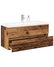 Armoire lavabo avec bassin intégré vieux bois | Mobilier & Déco