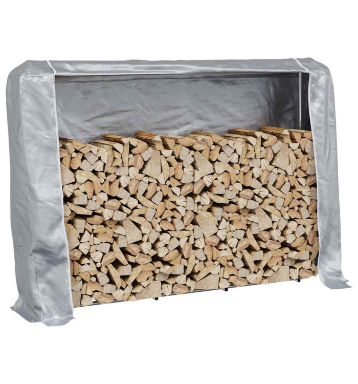 Portant de bois de chauffage et housse de pluie acier galvanisé | Mobilier & Déco