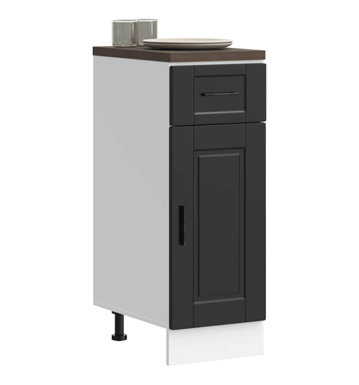 Armoire de cuisine Porto noir bois d'ingénierie | Mobilier & Déco