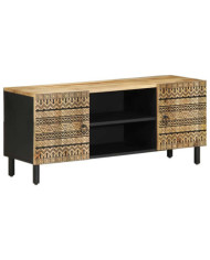 Meuble TV noir 105x33,5x46 cm bois massif manguier brut | Mobilier & Déco