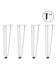 Pieds en épingle à cheveux pour table basse 4 pièces Blanc 42 cm Acier massif | Mobilier & Déco