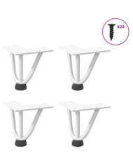 Pieds en épingle à cheveux pour table basse 4 pièces Blanc 10 cm Acier massif | Mobilier & Déco