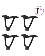Pieds en épingle à cheveux pour table basse 4 pièces Noir 10 cm Acier massif | Mobilier & Déco