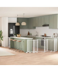 Barrière pour chien porte pliable 9panneaux blanc bois peuplier | Mobilier & Déco