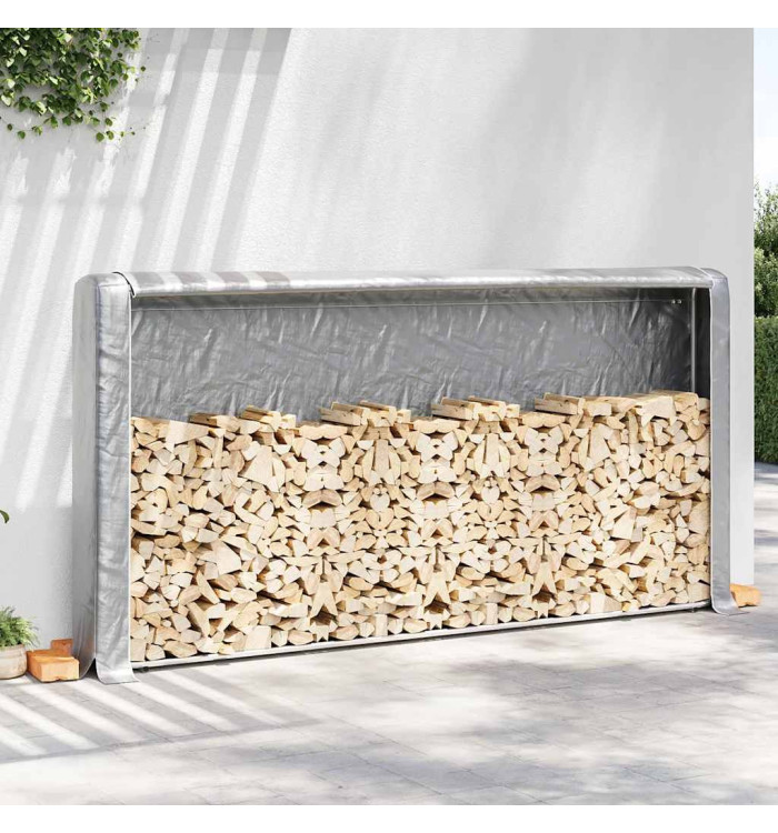 Portant de bois de chauffage et housse de pluie acier galvanisé | Mobilier & Déco