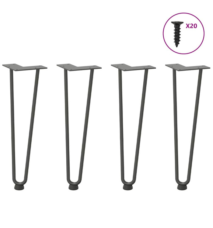 Pieds en épingle à cheveux pour table basse 4 pièces Anthracite 42 cm Acier massif | Mobilier & Déco
