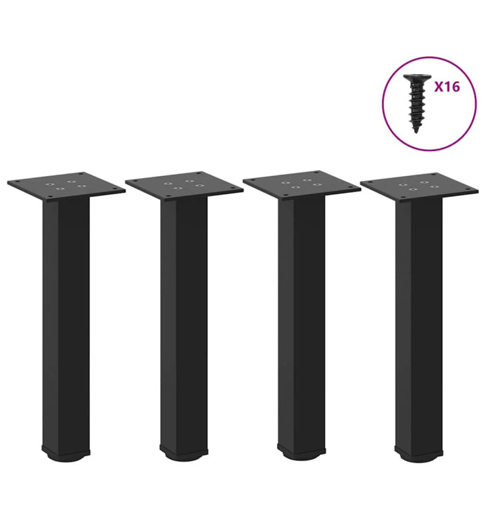 Pieds de table basse 4 pièces Noir 30-32 cm Acier | Mobilier & Déco