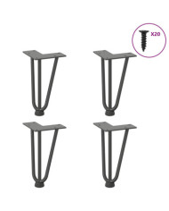 Pieds en épingle à cheveux pour table basse 4 pièces Anthracite 20 cm Acier massif | Mobilier & Déco